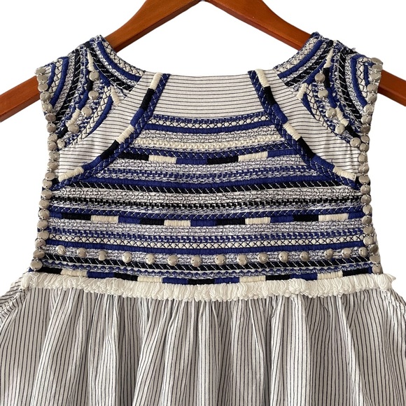 ZARA WOMAN Boho Sleeveless Embroidered Embellished Open Front Tassel Top - Picture 6 of 12